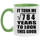 28th Birthday Took Square Root of 784 Years To Look Good - 11oz Accent Mug Green
