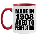 116th Birthday Made In 1908 Aged To Perfection - 11oz Accent Mug Red
