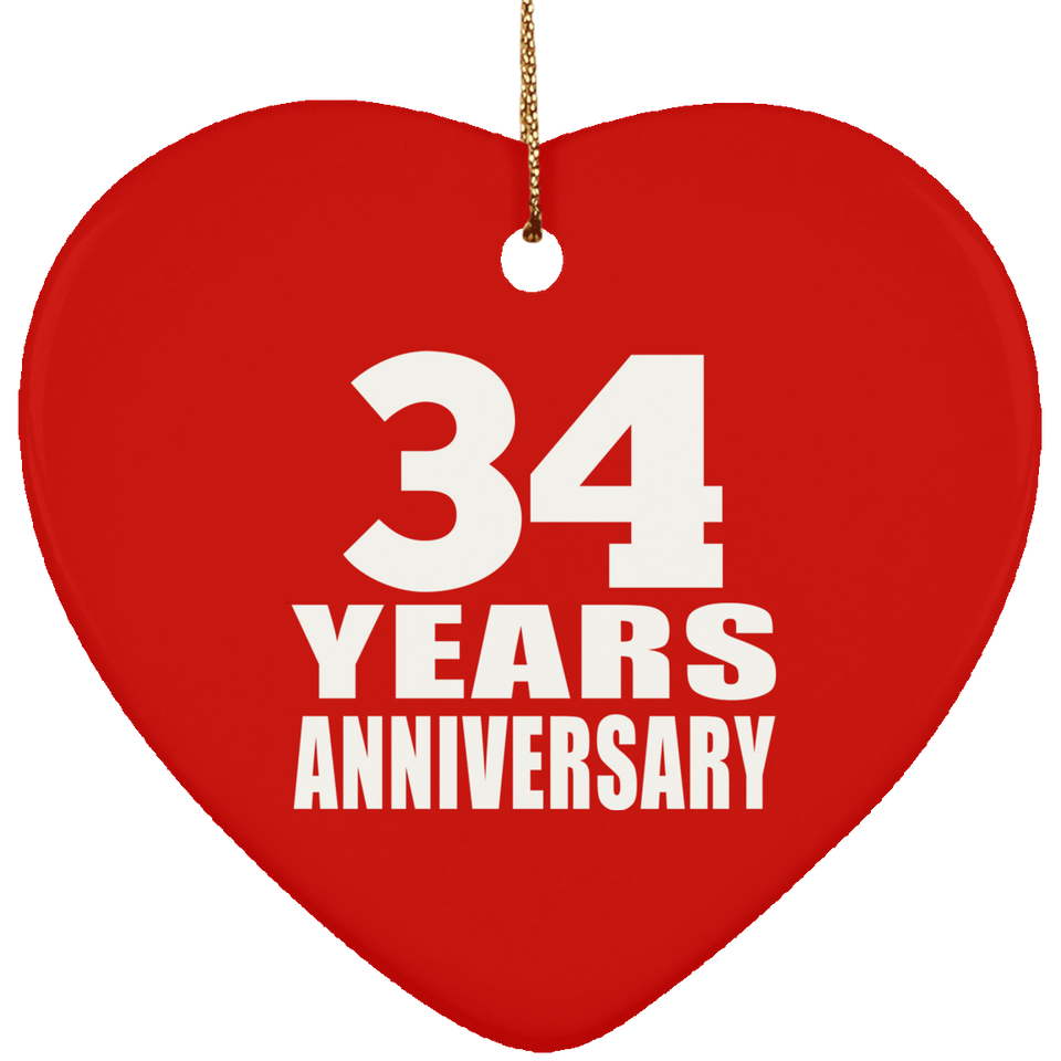 34th Anniversary 34 Years - Heart Ornament