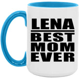 Lena Best Mom Ever - 15oz Accent Mug Blue
