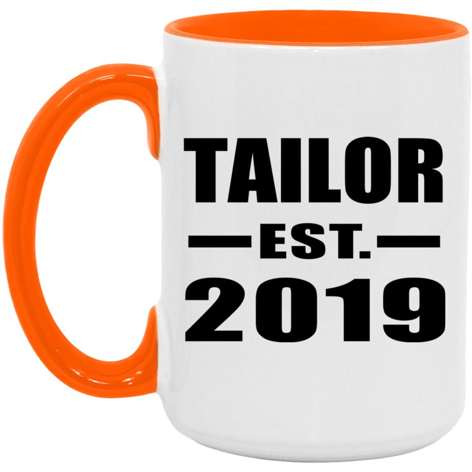 Tailor Established EST. 2019 - 15oz Accent Mug Orange