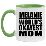 Melanie World's Okayest Mom - 11oz Accent Mug Green
