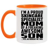 Proud Skincare Specialist Mom Of Awesome Son - 11oz Accent Mug Orange