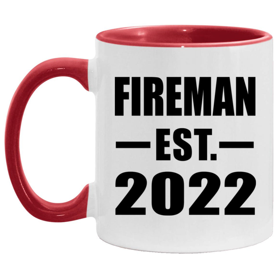 Fireman Established EST. 2022 - 11oz Accent Mug Red
