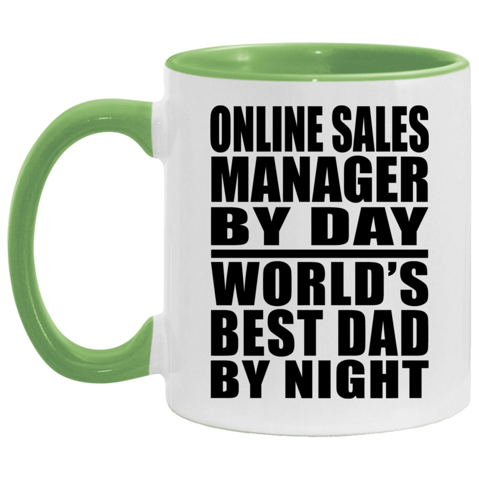 Online Sales Manager By Day World's Best Dad By Night - 11oz Accent Mug Green