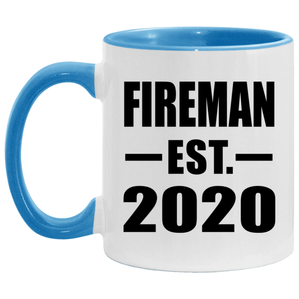 Fireman Established EST. 2020 - 11oz Accent Mug Blue