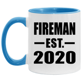 Fireman Established EST. 2020 - 11oz Accent Mug Blue