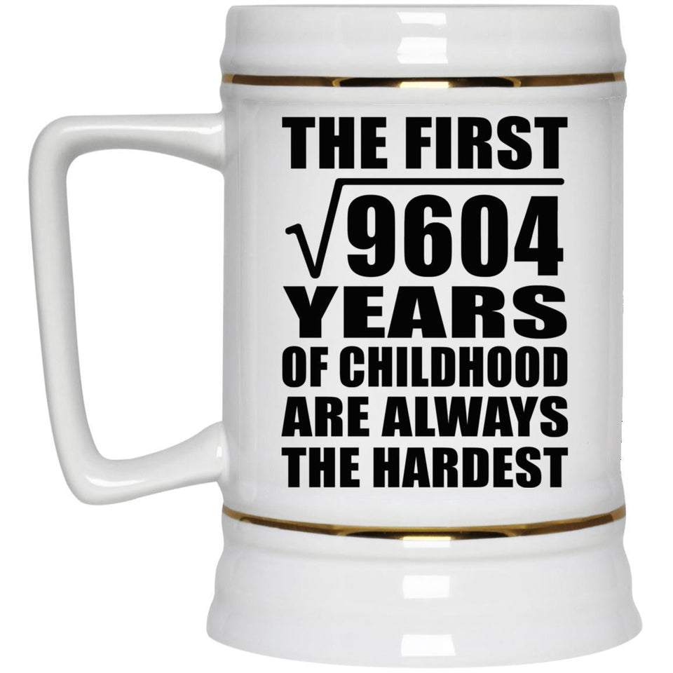 98th Birthday Square Root of 9604 Years of Childhood - Beer Stein