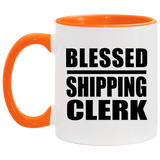 Blessed Shipping Clerk - 11oz Accent Mug Orange