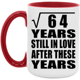 8th Anniversary Square Root of 64 Years Still In Love - 15oz Accent Mug Red