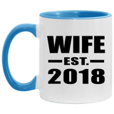 Wife Established EST. 2018 - 11oz Accent Mug Blue