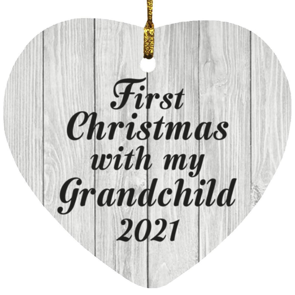 First Christmas With My Grandchild 2021 - Heart Ornament F
