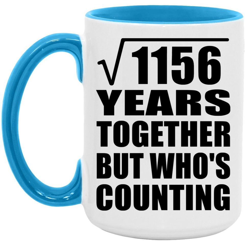 34th Anniversary Square Root of 1156 Years Who's Counting - 15oz Accent Mug Blue