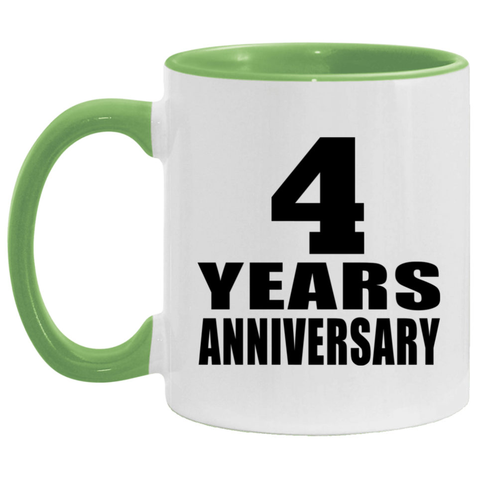 4th Anniversary 4 Years - 11oz Accent Mug Green