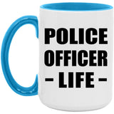 Police Officer Life - 15oz Accent Mug Blue