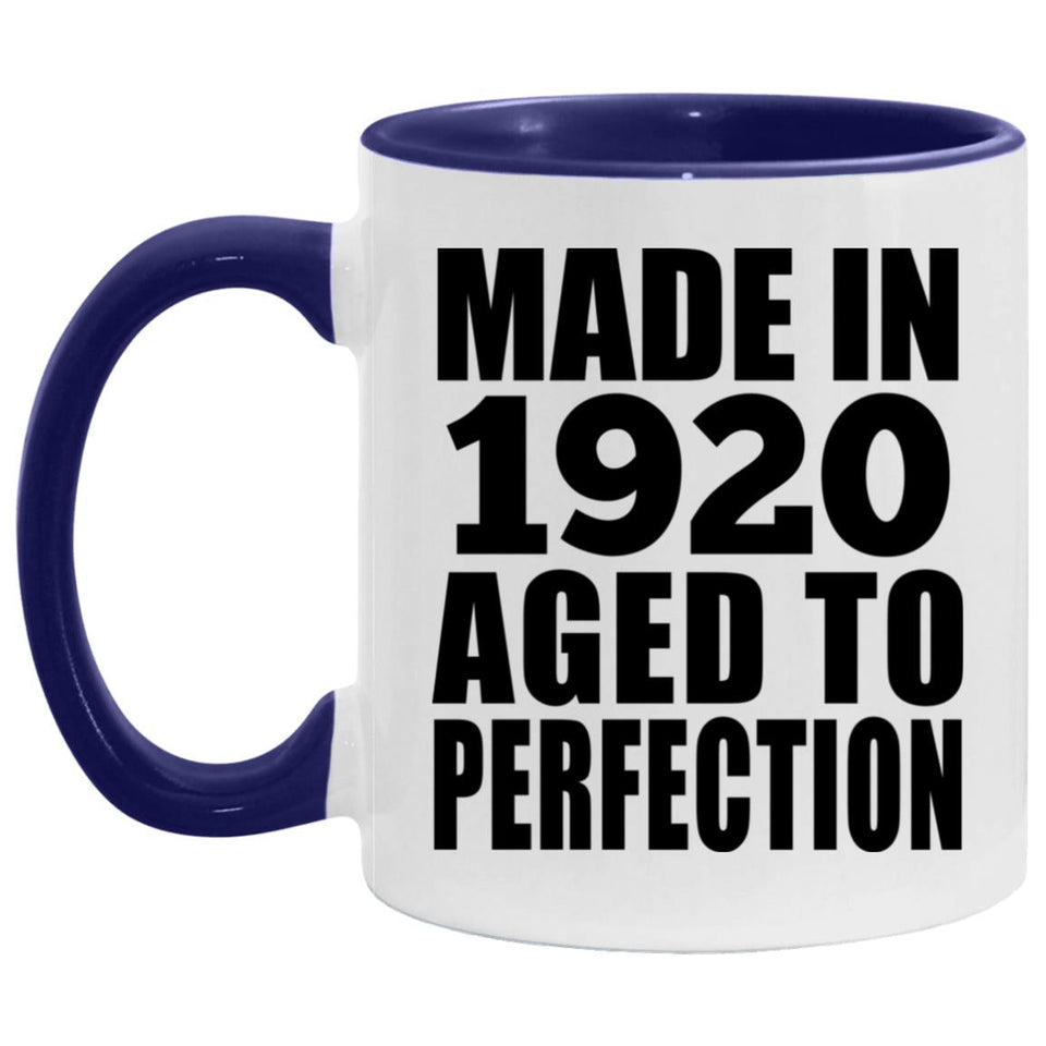 104th Birthday Made In 1920 Aged to Perfection - 11oz Accent Mug Purple