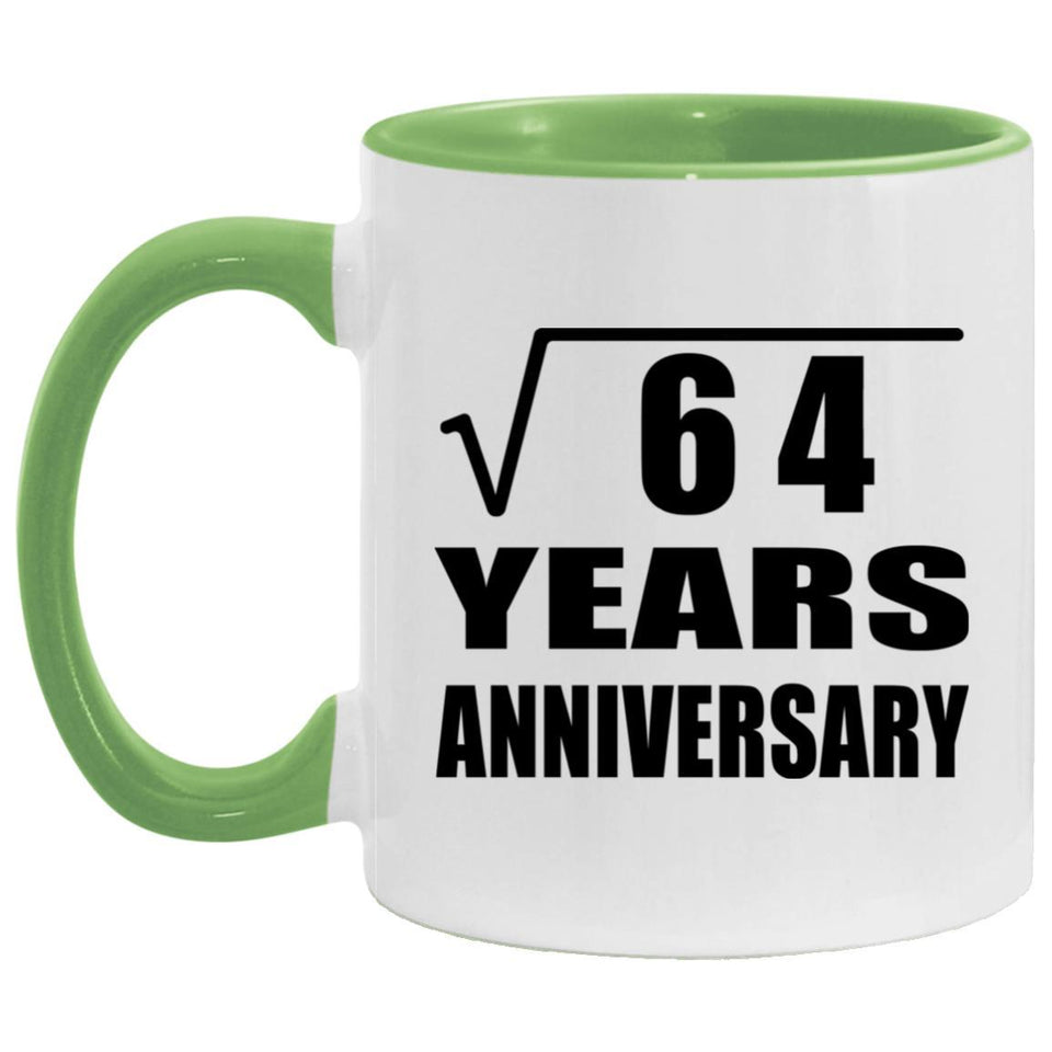 8th Anniversary Square Root of 64 Years Anniversary - 11oz Accent Mug Green