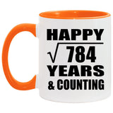 Happy 28th Anniversary Square Root of 784 Years & Counting - 11oz Accent Mug Orange