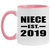 Niece Established EST. 2019 - 11oz Accent Mug Pink