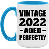 2nd Birthday Vintage 2022 Aged Perfectly - 15oz Accent Mug Blue