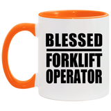 Blessed Forklift Operator - 11oz Accent Mug Orange