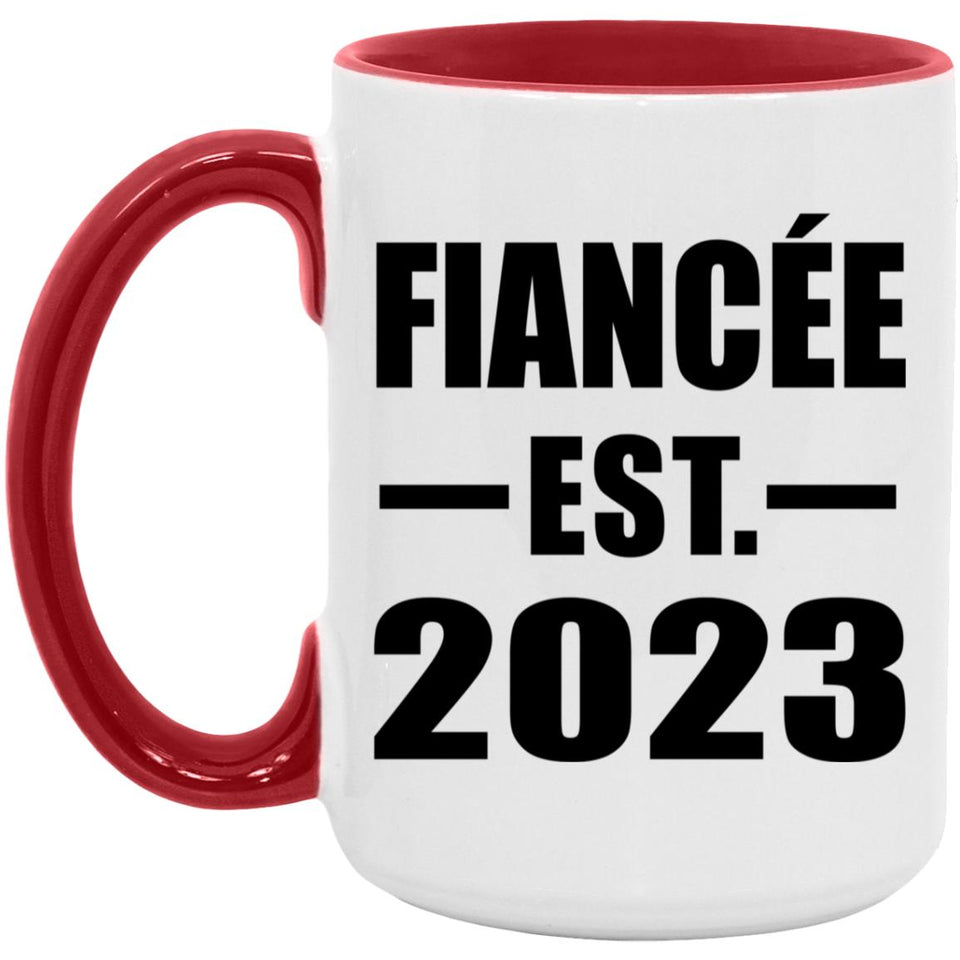 Fiancee Established EST. 2023 - 15oz Accent Mug Red