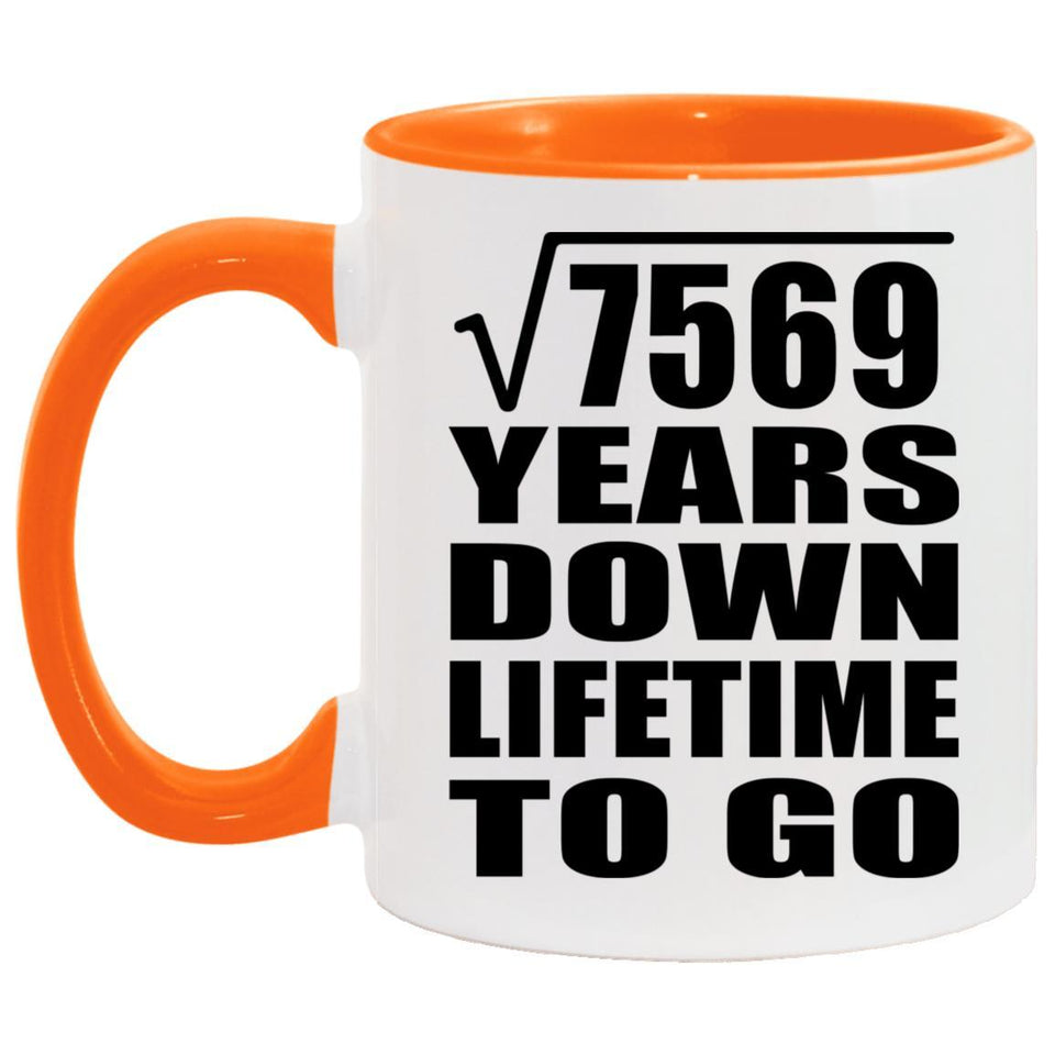 87th Anniversary Square Root of 7569 Years Lifetime To Go - 11oz Accent Mug Orange
