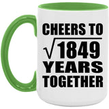 43rd Anniversary Cheers To Square Root of 1849 Years Together - 15oz Accent Mug Green