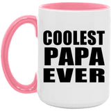 Coolest Papa Ever - 15oz Accent Mug Pink