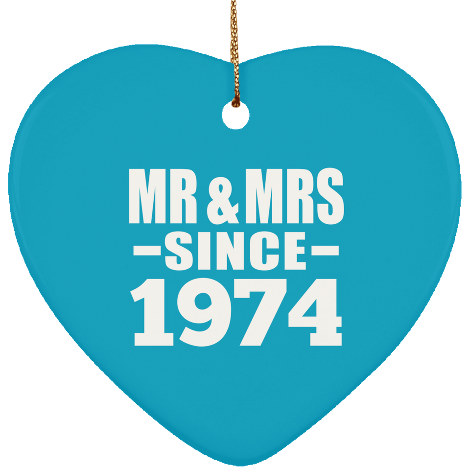 50th Anniversary Mr & Mrs Since 1974 - Heart Ornament