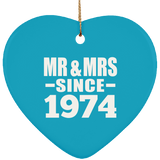50th Anniversary Mr & Mrs Since 1974 - Heart Ornament