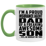 Proud Insurance Agent Dad Of Awesome Son - 11oz Accent Mug Green