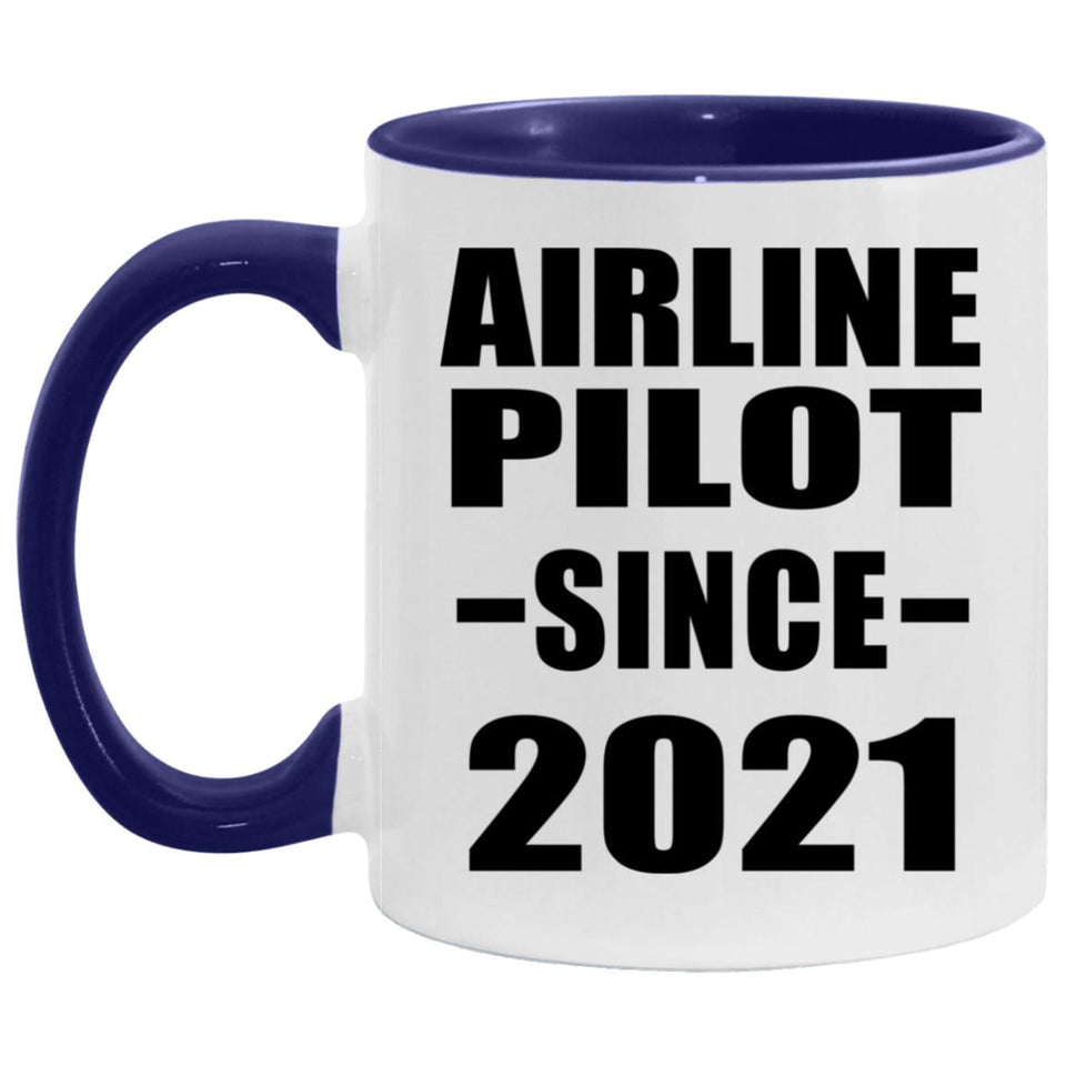 Airline Pilot Since 2021 - 11oz Accent Mug Purple