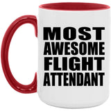 Most Awesome Flight Attendant - 15oz Accent Mug Red