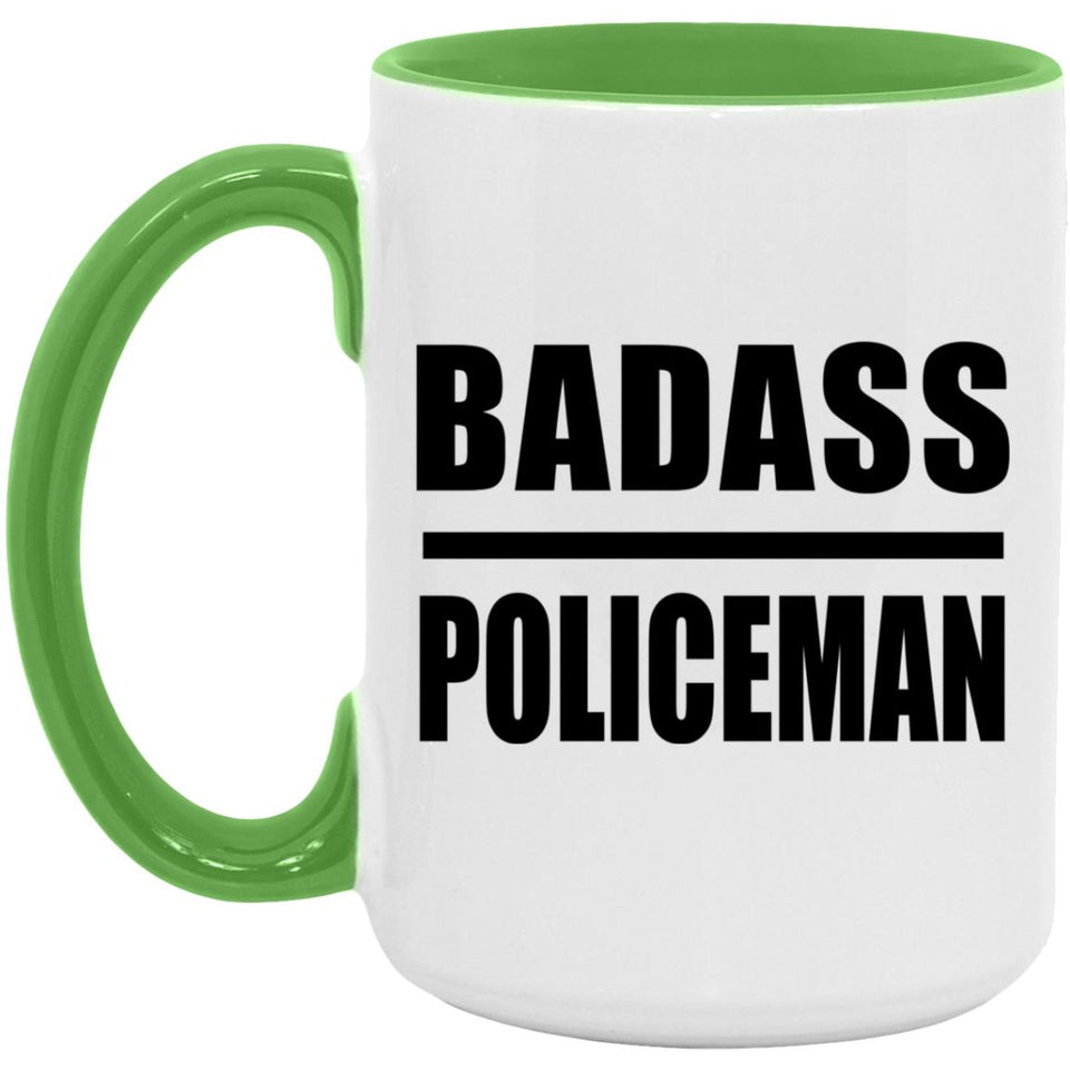 Badass Policeman - 15oz Accent Mug Green