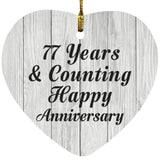 Happy 77th Anniversary 77 Years & Counting - Heart Ornament F