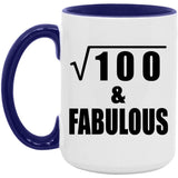 10th Birthday Square Root of 100 & Fabulous - 15oz Accent Mug Purple