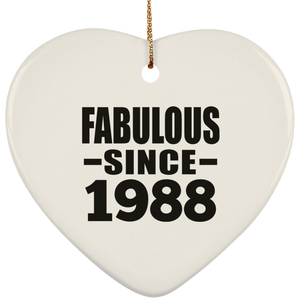 36th Birthday Fabulous Since 1988 - Heart Ornament
