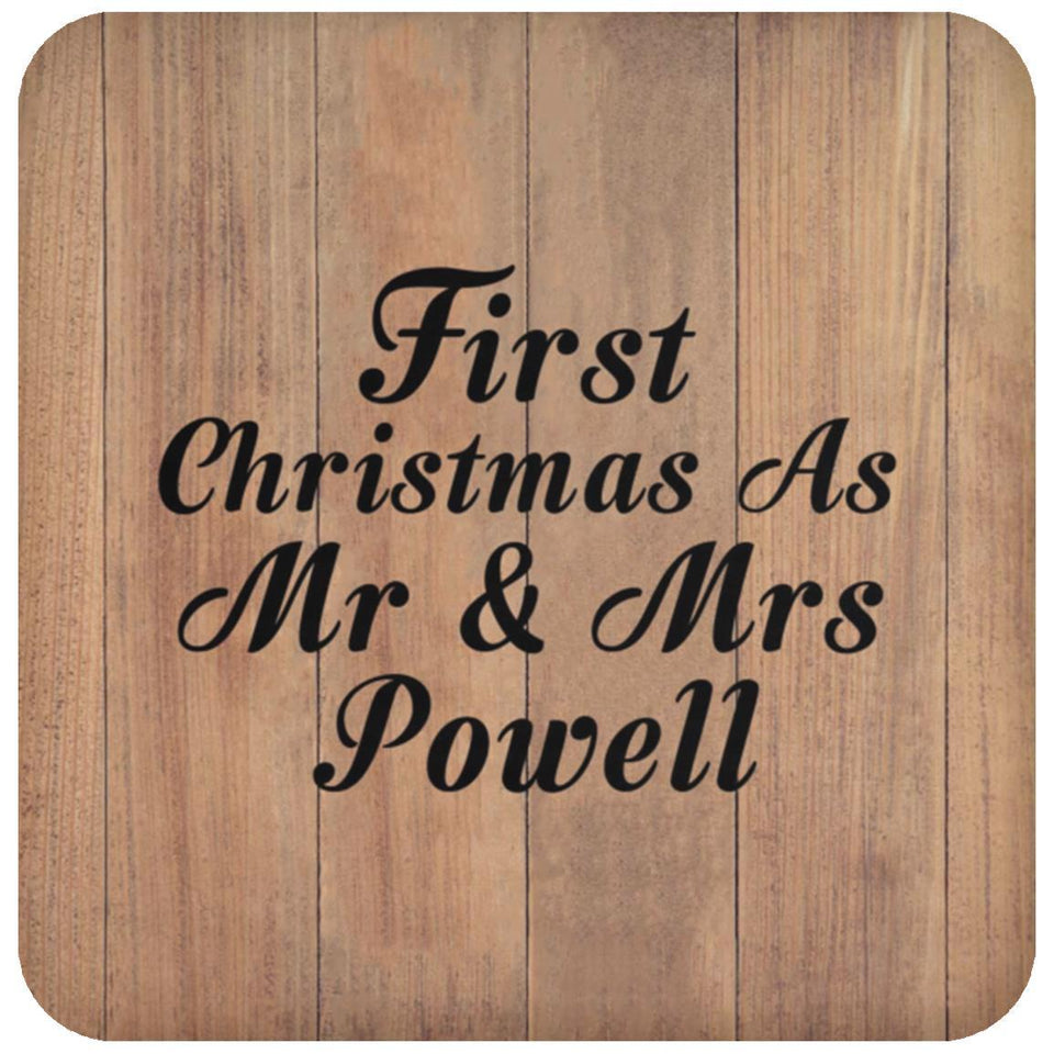 First Christmas As Mr & Mrs Powell - Drink Coaster C