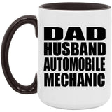 Dad Husband Automobile Mechanic - 15oz Accent Mug Black