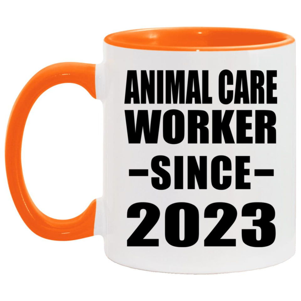 Animal Care Worker Since 2023 - 11oz Accent Mug Orange