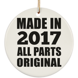 7th Birthday Made in 2017 All Parts Original - Circle Ornament