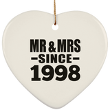 26th Anniversary Mr & Mrs Since 1998 - Heart Ornament