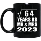 8th Anniversary Square Root of 64 Years As Mr & Mrs 2023 - 11oz Coffee Mug Black