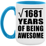 41st Birthday Square Root of 1681 Years of Being Awesome - 15oz Accent Mug Blue