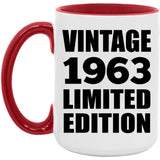61st Birthday Vintage 1963 Limited Edition - 15oz Accent Mug Red