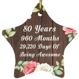 80th Birthday 80 Years 960 Months 29,220 Days Of Awesome - Star Ornament A
