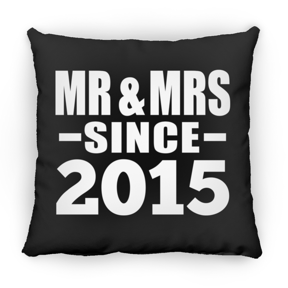 9th Anniversary Mr & Mrs Since 2015 - Throw Pillow Black