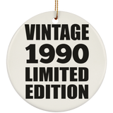 34th Birthday Vintage 1990 Limited Edition - Circle Ornament