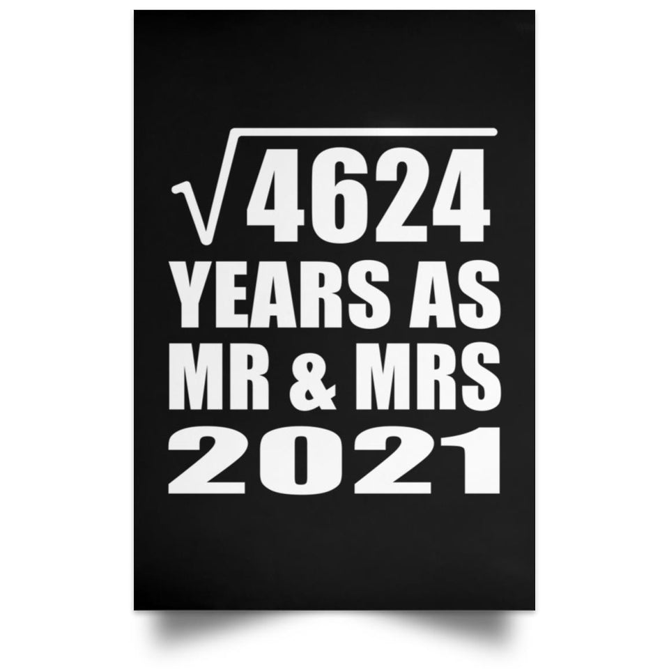 68th Anniversary Square Root of 4624 Years As Mr & Mrs 2021 - Poster Portrait
